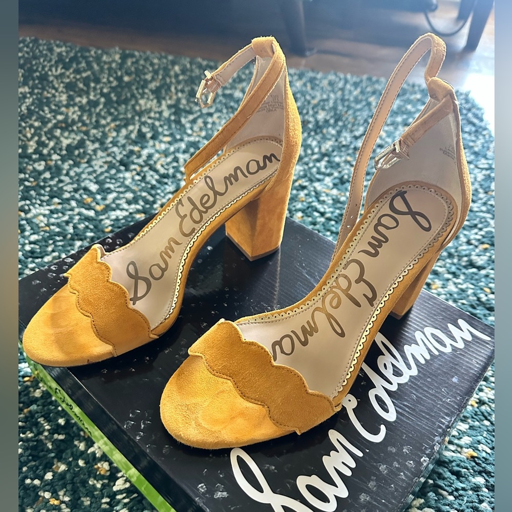 Sam Edelman Odila Yellow Suede High Heeled Sandals Women’s 7.5W Beautiful!